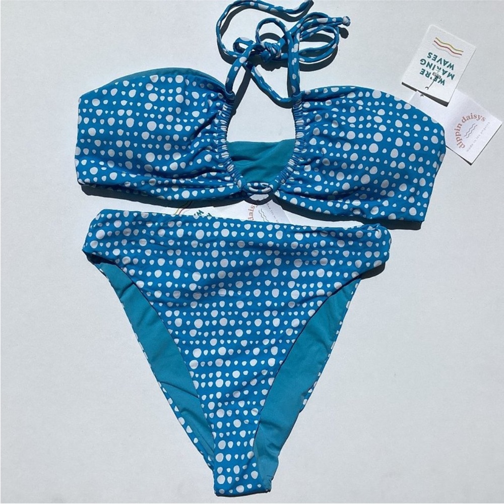 Dippin' Daisy's Blue & White Polka Dot Bandeau Bikini